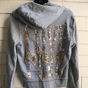 Victoria’s Secret Pink Grey Blinged Zip Up Hoodie